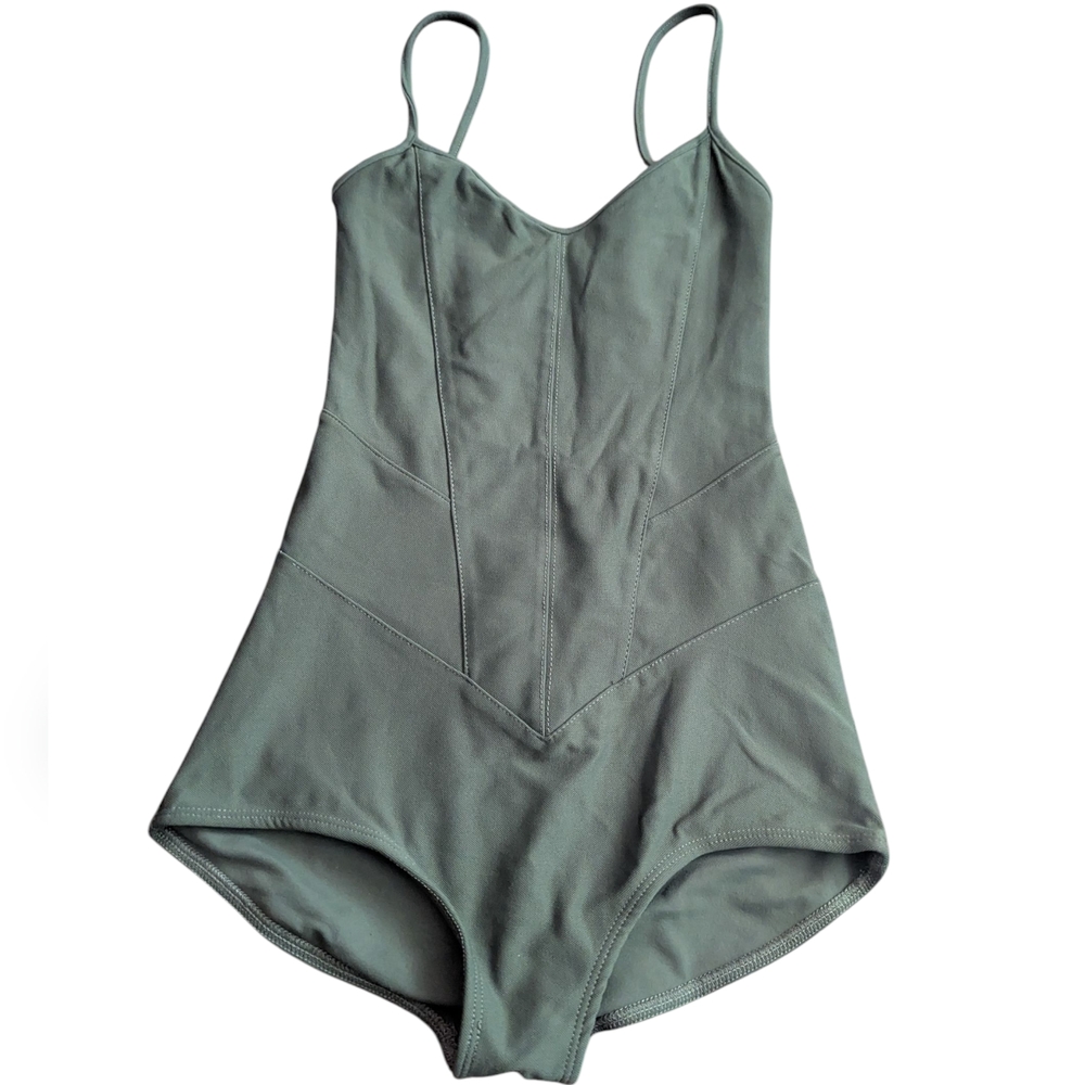 Live The Process Sage Green Corset Leotard